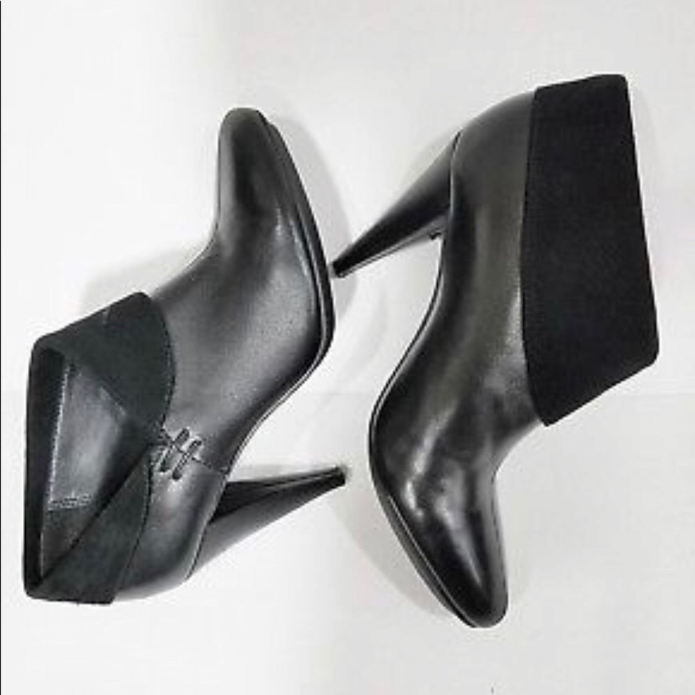 Coach Black Leather Asymmetric Ankle Boots Annika